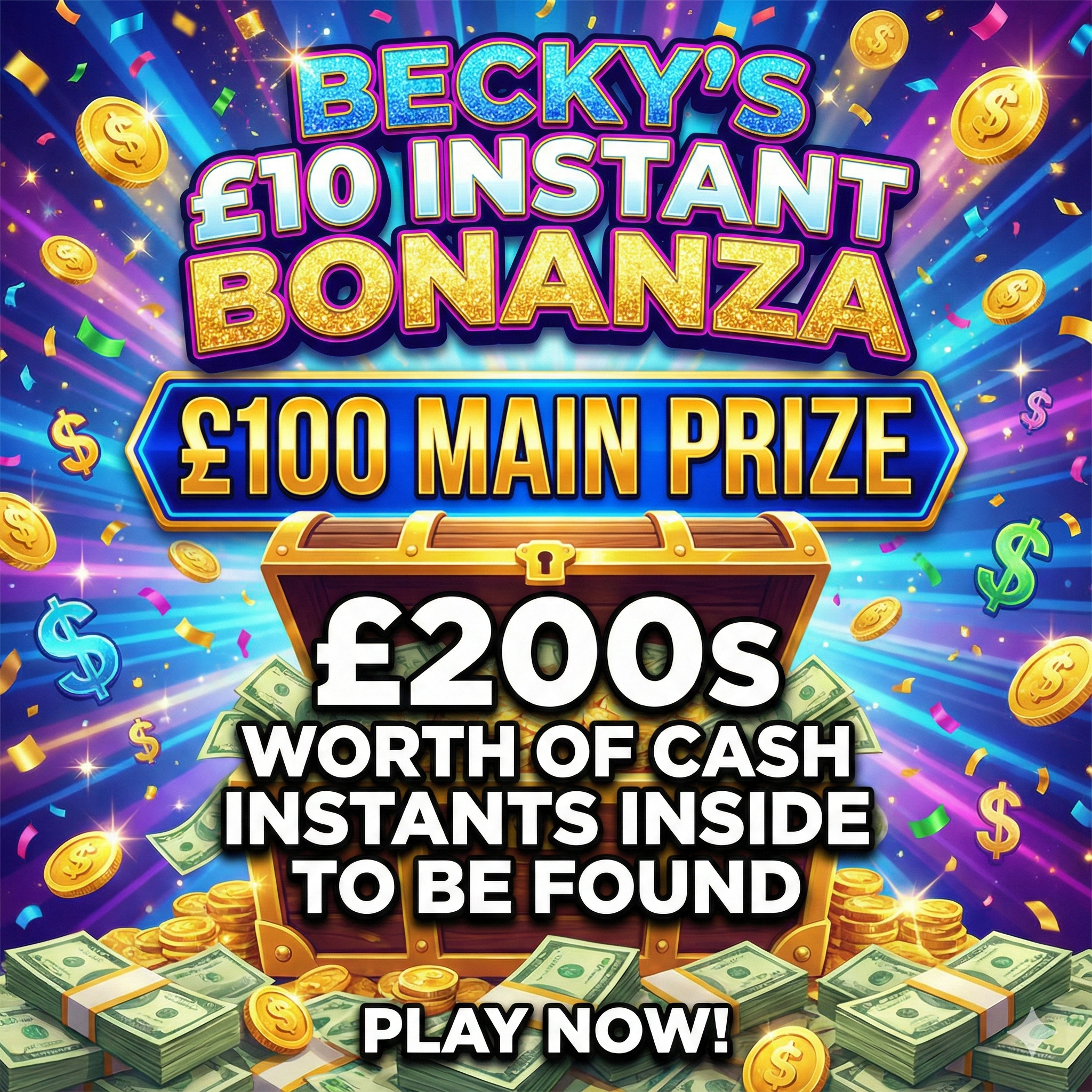 Becky’s instant bonanza – £100 Main prize